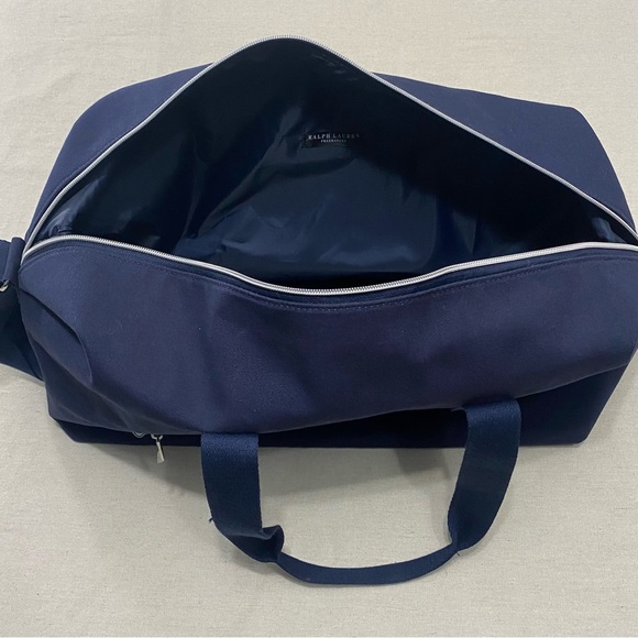 Polo Ralph Lauren Fragrances Logo P Wing Patch Duffle Gym Travel Bag Navy Blue - Picture 6 of 12